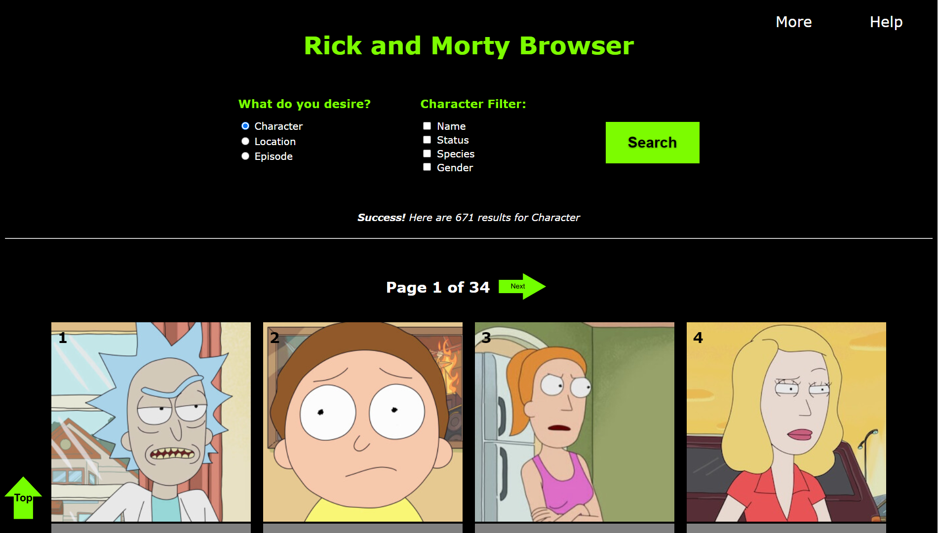 Rick & Morty Browser